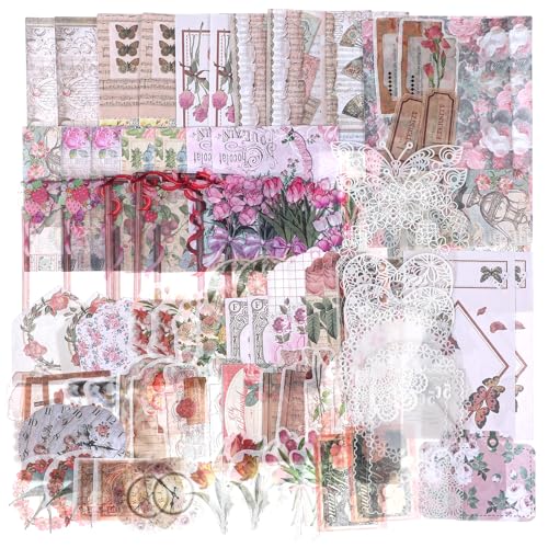 100 Stück Scrapbook Stickers Vintage Set Journaling Zubehör Scrapbooking Aufkleber Selbstklebend Papier Retro Journal Sticker Für DIY Fotoalbum Tagebuch Notizbuch Selbst Gestalten (Rustikal) von DIVINA VITAE