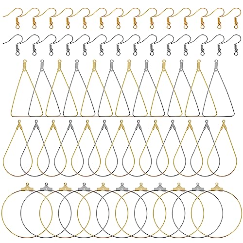 148 Stück Ohrringe Perlen Creolen Set Ohrringe Selber Machen Suche Nach Creolen Herstellung von Ohrringen Offene Bulk Ohrringe Haken Creolen Draht für DIY Bastel Ohrringe Schmuckherstellung von DIVINA VITAE