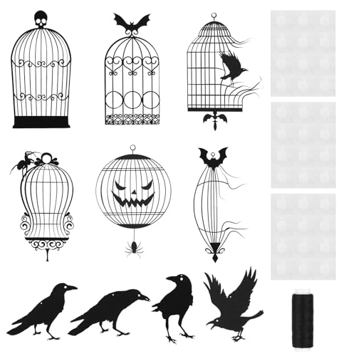 24 Stück Halloween Papier Krähen Vogelkäfig Anhänger Schwarz Krähen Dekoration zum Aufhängen Gothic Selbstgemacht zum Selbermachen Hängende KrähenVogelkäfig für Spukhaus Halloween Party Deko von DIVINA VITAE