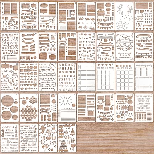 36 Stück Tagebuch Schablonen Journal Stencils Set 7.1 X 4.1 Zoll Malschablonen Wiederverwendbare Journal Zubehör Zeichenschablonen Kinder Für Journaling Diy Scrapbooking (2) von DIVINA VITAE