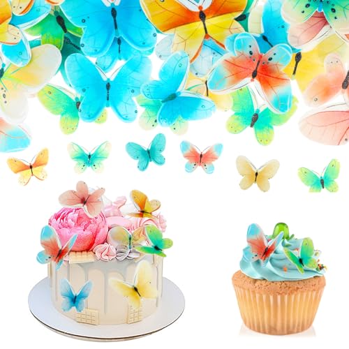 40 Stück Schmetterling Tortendeko Bunte Papier Oblaten Cake Topper Schmetterlings Torte Deko für Damen Mädchen Hochzeit Geburtstag Taufe von DIVINA VITAE