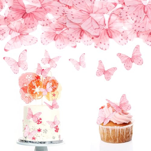 40 Stück Schmetterlings Tortendeko Rosa Schmetterlings Kuchendeko Damen Mädchen Süß Schmetterlings Tortendeko Geburtstag Hochzeit Party Cupcake Topper von DIVINA VITAE