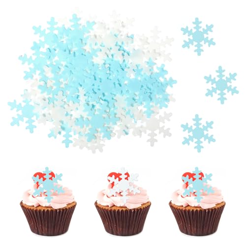 50 Stück Schneeflocken Tortendeko 3D Weihnachts Schneeflocken Kuchen Deko Damen Mädchen Geburtstagskuchen Cupcake Topper für Weihnachten Geburtstagsfeier Heimdekoration von DIVINA VITAE