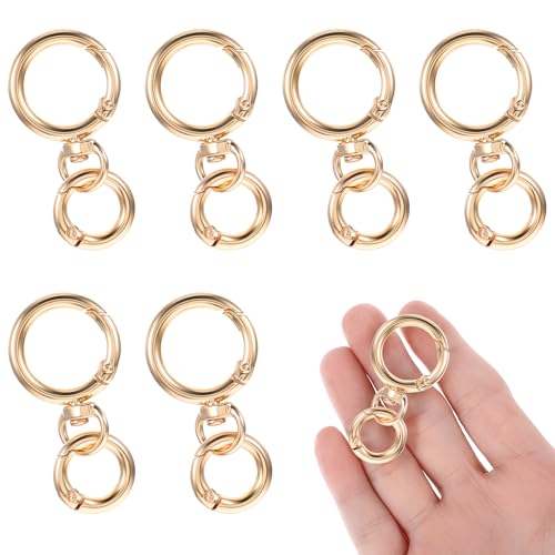 6 Stück Metall Karabiner SchlüSselanhäNger Gold Drehbare Karabinerhaken Mit Drehgelenk Goldene Schlüsselring Clip Für DIY Handtasche Keychain Basteln Geldbeutel Rucksack Zubehör von DIVINA VITAE