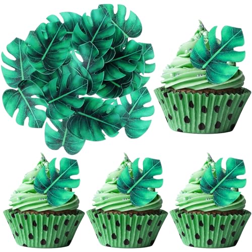 60 Stück Dschungel Schildkrötenblatt Tortendeko Cupcake Topper Papier Tortendeko Blätter Torten Deko Hawaii Motto Dschungel Sommerparty Kuchen Deko von DIVINA VITAE