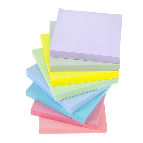 8 Stück Farbige Quadratische Haftnotizen 800 Blatt 8 Farben Bunte Haftnotizen Klebezettel Selbstklebende Sticky Notes Set Für Schule Büro(76mm x 76mm) von DIVINA VITAE