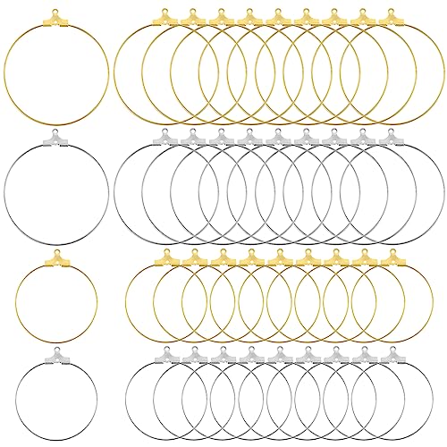 DIVINA VITAE Runde Ohrring Rohlinge 40 Stück Ohrring Hoop Ohrringe Selber Machen Set Ohrringe Basteln Zubehör Silber Gold DIY Ohrringe Zubehör für DIY Ohrringe Schmuckherstellung von DIVINA VITAE