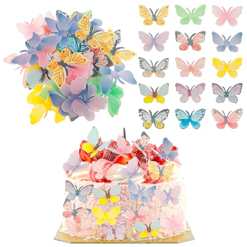 Essbare Tortendeko Schmetterling, 72 Stück Essbare Schmetterlinge für Torte Oblatenpapier Schmetterlings Kuchendeko Essbare Cupcake Topper Tortendeko für Babyparty Hochzeit Geburtstag von DIVINA VITAE