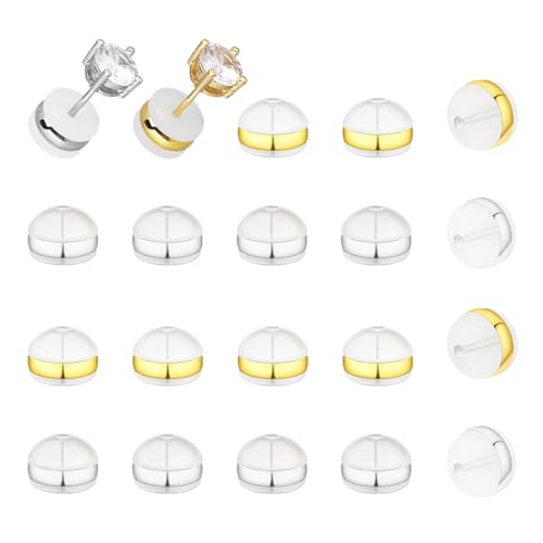 Ohrstecker Verschluss 20 Pcs Ohrringe Stecker Burgerform Weiches Hypoallergenen Ohrringe Verschluss Gummi Piercing Rückseite Kupfer Lose Schwere Ohrringe Tropfen Ohr Lift für Damen DIY von DIVINA VITAE