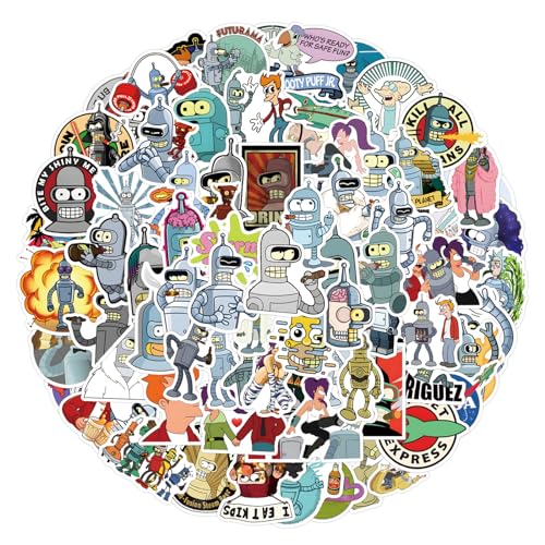 DIWSO 110 Stück Futurama Aufkleber, Cartoon Thema Aufkleber, Vinyl wasserdicht für Laptop Snowboard Koffer Scrapbook Skateboard Gepäck Graffiti Teenager Erwachsene von DIWSO