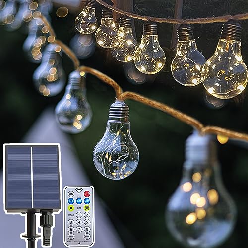 Solar Girlanden Lichter Außen, 10,6 Millionen USB/Solar Lichterketten mit Fernbedienung, 8 Modi 4 Helligkeit, 20 Bruchsichere LED Birnen, IP65 Terrassenleuchten für Garten Party Festival Dekor von DIWUJI