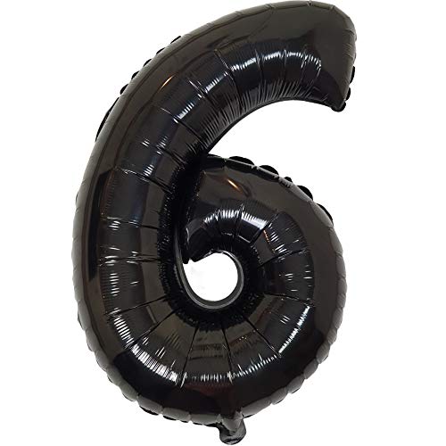 DIWULI Luftballon 6 Geburtstag XL Schwarz - Folienballon 6, Zahl 6 Ballon 6 Jahre, Geburtstagsdeko 6. Geburtstag Party-Deko Junge Mädchen, Zahlen-Ballon Groß Dekoration, Zahlen-Luftballon Nummer DIWULI Luftballon 6 Geburtstag XL Schwarz - Folienballon 6, Zahl 6 Ballon 6 Jahre, Geburtstagsdeko 6. Geburtstag Party-Deko Junge Mädchen, Zahlen-Ballon Groß Dekoration, Zahlen-Luftballon Nummer von DIWULI