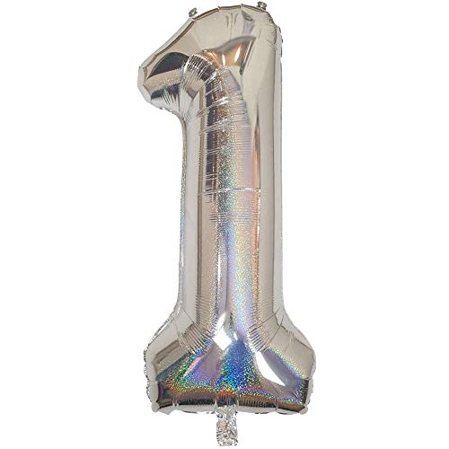 DIWULI Luftballon 1 Geburtstag XXL Silber Glitzer Zahl 1 DIWULI Luftballon 1 Geburtstag XXL Silber Glitzer Zahl 1 von DIWULI