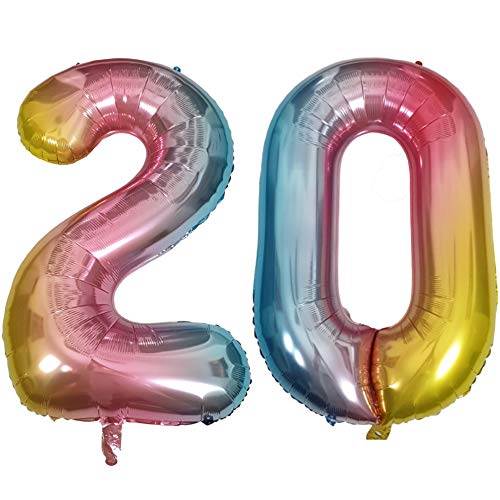 DIWULI Luftballon 20 Geburtstag XXL Rosa Regenbogen Zahl 20 DIWULI Luftballon 20 Geburtstag XXL Rosa Regenbogen Zahl 20 von DIWULI