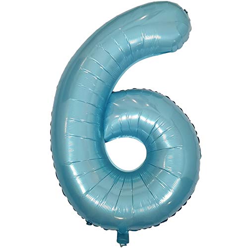 DIWULI Luftballon 6 Geburtstag XXL Blau Zahlen-Ballon Deko DIWULI Luftballon 6 Geburtstag XXL Blau Zahlen-Ballon Deko von DIWULI
