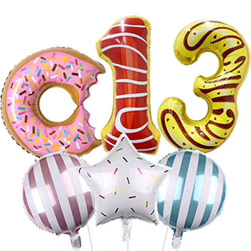 DIWULI Geburtstagsdeko 13 Jahre Luftballons Donut Set von DIWULI