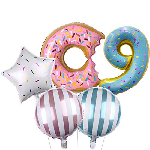 DIWULI Geburtstagsdeko 9 Jahre Luftballons Donut Set von DIWULI