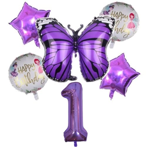 DIWULI Schmetterling Zahl 1 Luftballons - Deko Lila Set von DIWULI