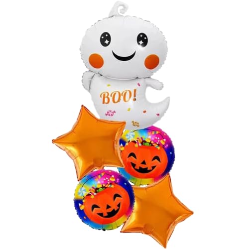 DIWULI Halloween Geist Boo Ballon-Set - Halloween Deko, Folien-Ballon, Grusel-Party, Kinder-Geburtstag Junge Mädchen, Motto-Party, Monster-Party, Party-Deko, Geburtstagballon Dekoration von DIWULI