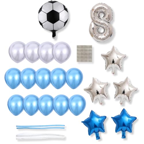 DIWULI großes Fussball Ballon-Set Zahl 8 • Fußball-Geburtstag Luftballons • Geburtstagsdeko Geburtstagsballons Party-Deko • 8. Kinder-Geburtstag Junge Mädchen • Folien-Ballons Zahlen-Ballon von DIWULI