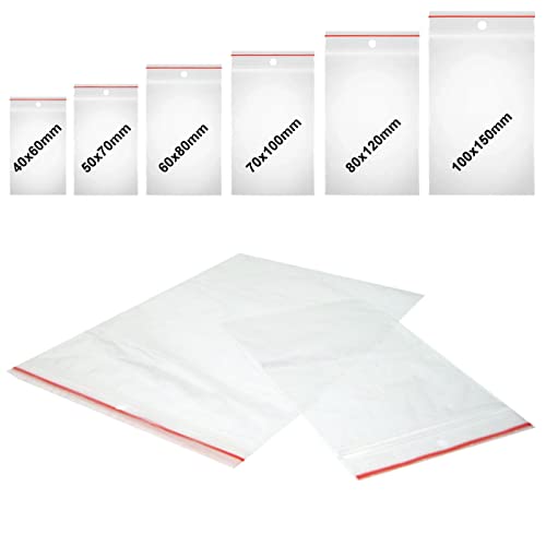 600x Druckverschlussbeutel Set mit 6 Größen jeweils 100 Stück | Gleitverschlussbeutel 45 mµ | Zip Lock Bags | Schnellverschluß Tüten | Zip Verschlussbeutel | Polybeutel Beutel von DIY-24H