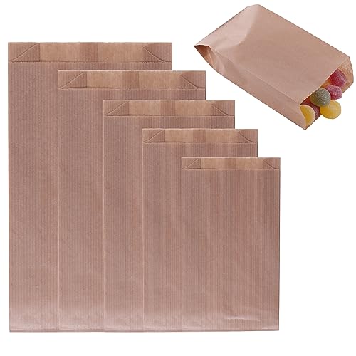 DIY-24H | 5 verschiedene Größen | Papiertüten Farbe Braun, Geschenktüten aus Papier, Kleine Tüten für Süßigkeiten, Kraftpapiertüten, Plätzchentüten, Brottüten, Brötchentüten (150x290x55mm, 1000 Stück) von DIY-24H