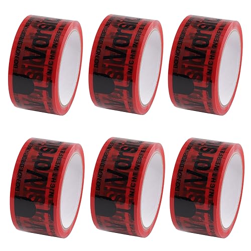 DIY-24H | VORSICHT GLAS Klebeband rot 48mm breit, 66 Meter, Stärke: 40my Packband Paketband Paketklebeband für Zerbrechliches Paket, Profi-Qualität (6 Rollen) von DIY-24H