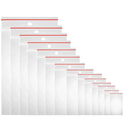 Wiederverschließbare Durchsichtige Druckverschlussbeutel mit Lochung | Kunststoffbeutel | Verschlussbeutel | Lebensmittelbeutel | 27 Größen zur Auswahl (100 Stück, 300x400mm) von DIY-24H