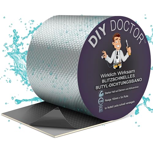 DIY Doctor Butyl-Klebeband, Dichtband - 100mm x 5m wasserdichtes und selbstklebendes Klebeband/Dichtband vielseitig einsetzbar für verschiedene Anwendungen, auch unter Wasser - Abdichtband - Butylband von DIY Doctor