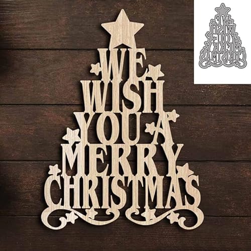 1 Stück "We Wish You Merry Christmas Tree" Metall-Stanzformen, DIY Scrapbooking Artist Stanzformen, Schablonen, Papierschablonen für Albumkartenherstellung von DIY Scrapbooking Artist