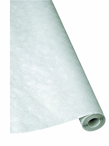 1 Rolle Damast - Tischtuch weiß 1 m x 50 m Papiertischdecke Tischdecke, Papiertischtuch, Einwegtischtuch, Einwegtischdecke, Bierzeltgarnitur, Tischgarnitur, Festzelt von Demmler