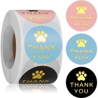 100-500Pcs Round Dog Paw Print Thank You Label Stickers Used for Shipping and Mailing Box Seal Labels Decorative Gifts Stickers