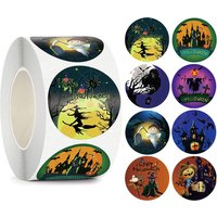 100-500pcs Halloween Pumpkin Bat Sealing Sticker 1inch Happy Halloween Sticker For Kids Party Baking Accessories Tools DIY