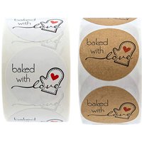 100-500pcs Kraft Paper Baked With Love Stickers Scrapbooking For Package Seal Labels Sticker Cute Handmade Stationery Sticker