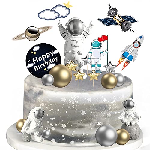 22 Stück Weltraum-Kuchendekoration, Weltraum-Cupcake-Topper, Astronauten-Figur von CANIPHA