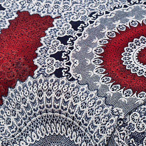 3D-Chiffon "Kreise & Ornamente", rot/blau