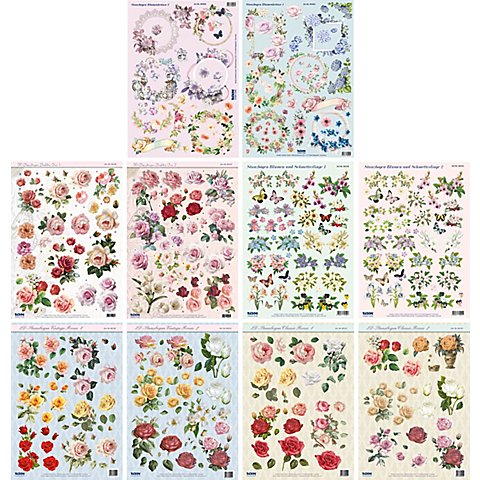 3D-Stanzbogen-Set "Blumen", A4, 10 Stück