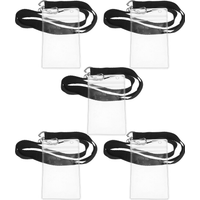 5 Sets Vertical Card Holder and Lanyard ID Cards Sleeve Working Cards Protector Covers Holder