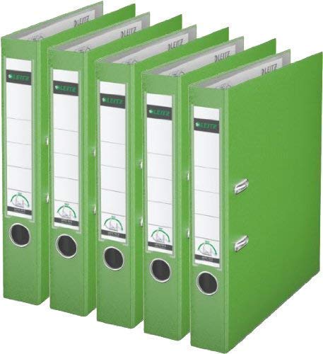 5er Sparpack Leitz 1015 Qualitäts-Ordner Plastik schmal, mit patentierter 180º-Präzisionsmechanik 14 Farben zur Auswahl (hellgrün)