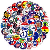 60Pcs National Flags Stickers Toys Sticker DIY Scrapbooking Suitcase Flag Logo Envelope Sealing Sticker