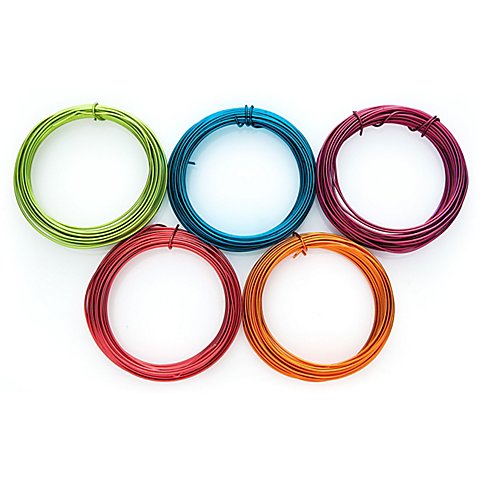 Aludraht-Set bunt, 1 mm Ø, 5 Stück à 5 m