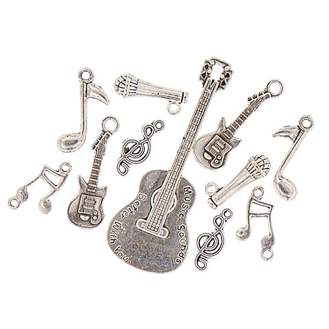 Anhänger "Musik", silber, 2–8 cm, 11 Stück