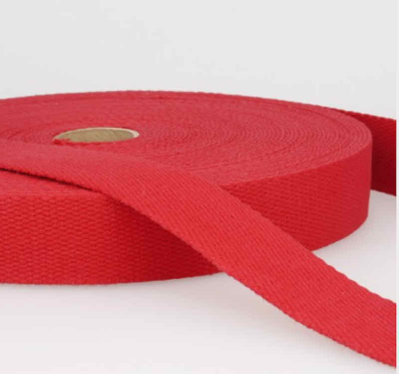 Baumwoll Gurtband, 40 mm - aus Baumwolle, diverse Farben - 1 Meter - Rot