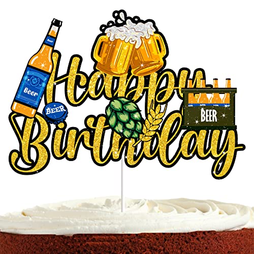 Biertortenaufsatz für Männer Frauen Geburtstag Oktoberfest Cheers and Beers Thema Party Supplies Wein Happy 20th 30th 40th 60th 70th Golden Birthday Kuchen Dekorationen von Bijeoda