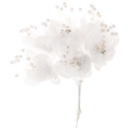 Blüten Organza weiß 6 Stück von idee. Creativmarkt