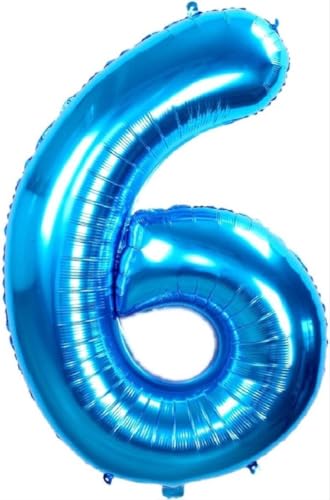 CHPN - Folsieballon - 6 Jahre - 70 cm - Nummer Ballon - Blau - Ballon - Partydekoration - Sechster Geburtstag - Party - Geburtstag - 6 - Blue Number Ballon von CHPN