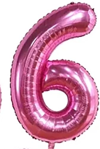 CHPN - Folsieballon - 6 Jahre - 80 cm - Nummer Ballon - Pink - Ballon - Partydekoration - Sechster Geburtstag - Party - Geburtstag - 6 - Pink Ballon - Fuchsia von CHPN