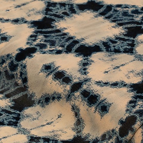 Chiffon "Batik-Ornamente", blau/creme