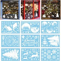 Christmas Glass Window Stickers 9 Sheets Wall Sticker Decal Decor for Home Festival Holiday Party Backdrop Decor