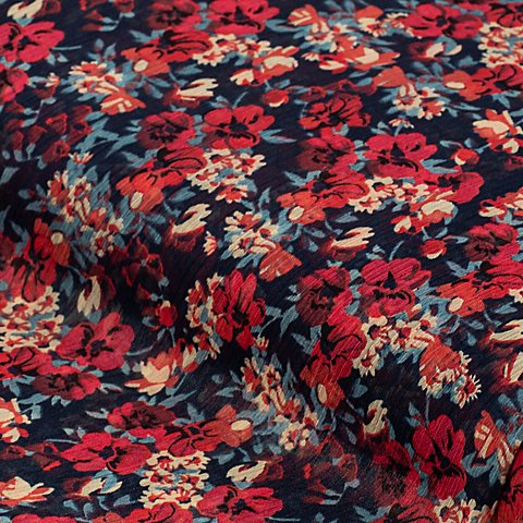 Crash-Chiffon "Blumen", blau/rot